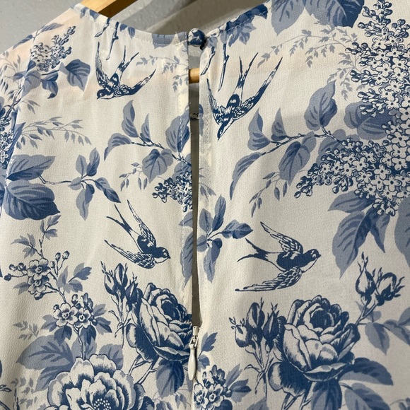 Reformation Carolena Pompadour Blue & White Floral Print Midi Dress - Size 12 - Picture 5 of 5